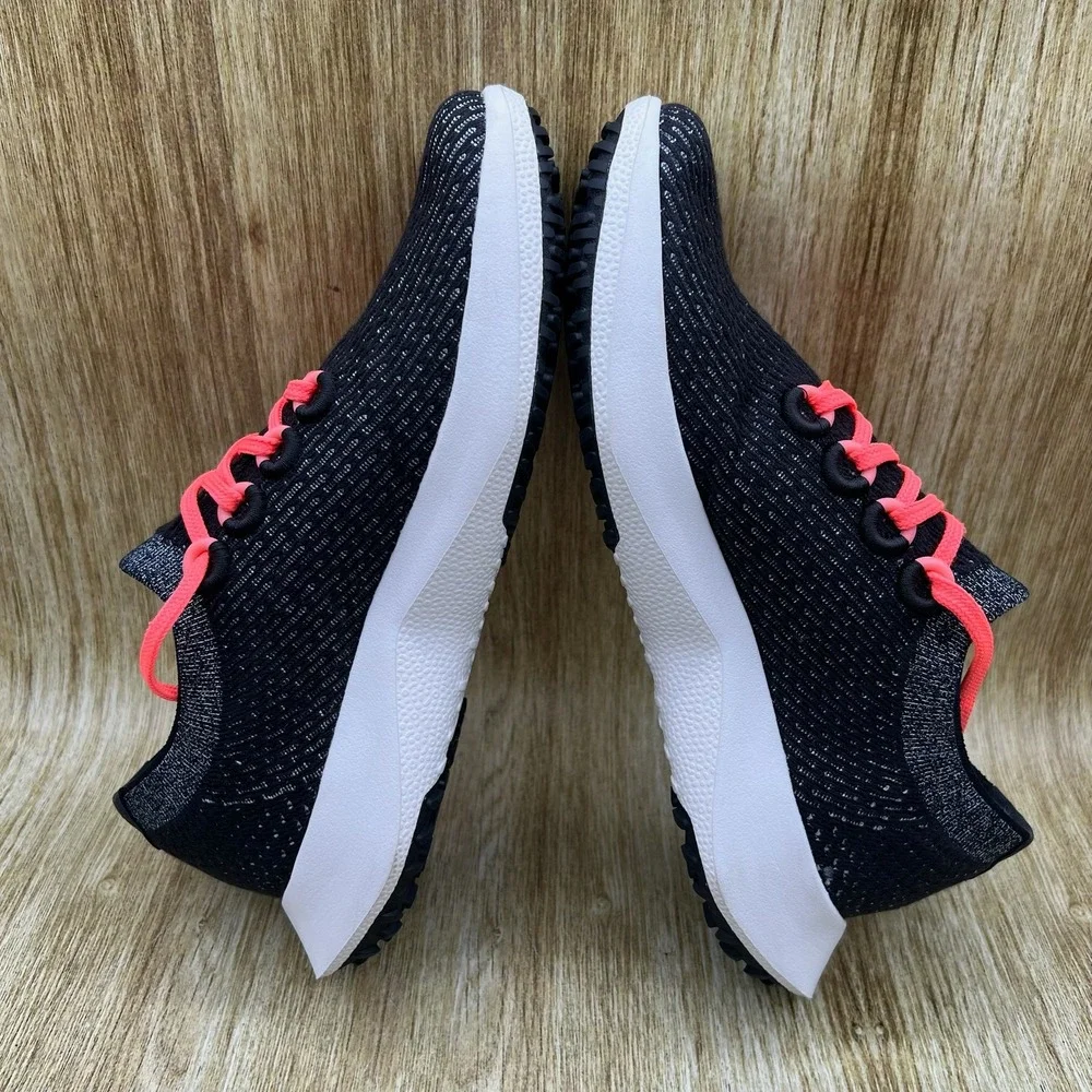 Allbirds Tree Dashers 2 Women's Size 9.5 Black‎ Neon Coral Running Sneakers TD2